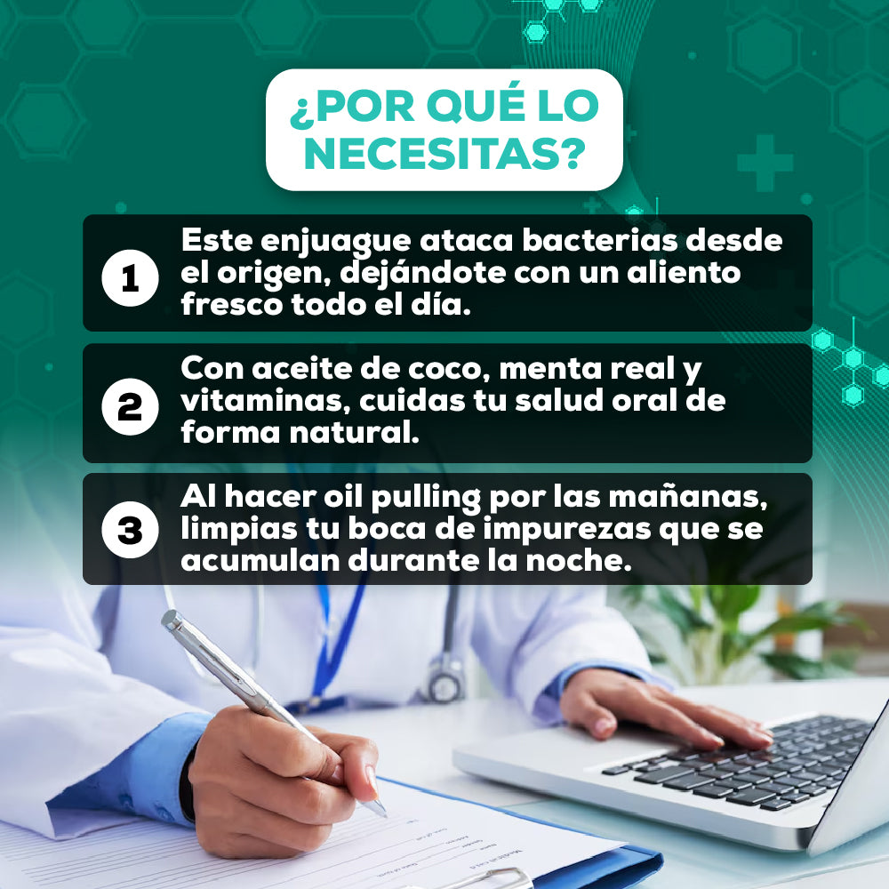 GuruNanda Cocomint– Enjuague Bucal Detox con Coco + Menta Aliento Fresco y Encías Sanas