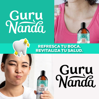 GuruNanda Cocomint– Enjuague Bucal Detox con Coco + Menta Aliento Fresco y Encías Sanas