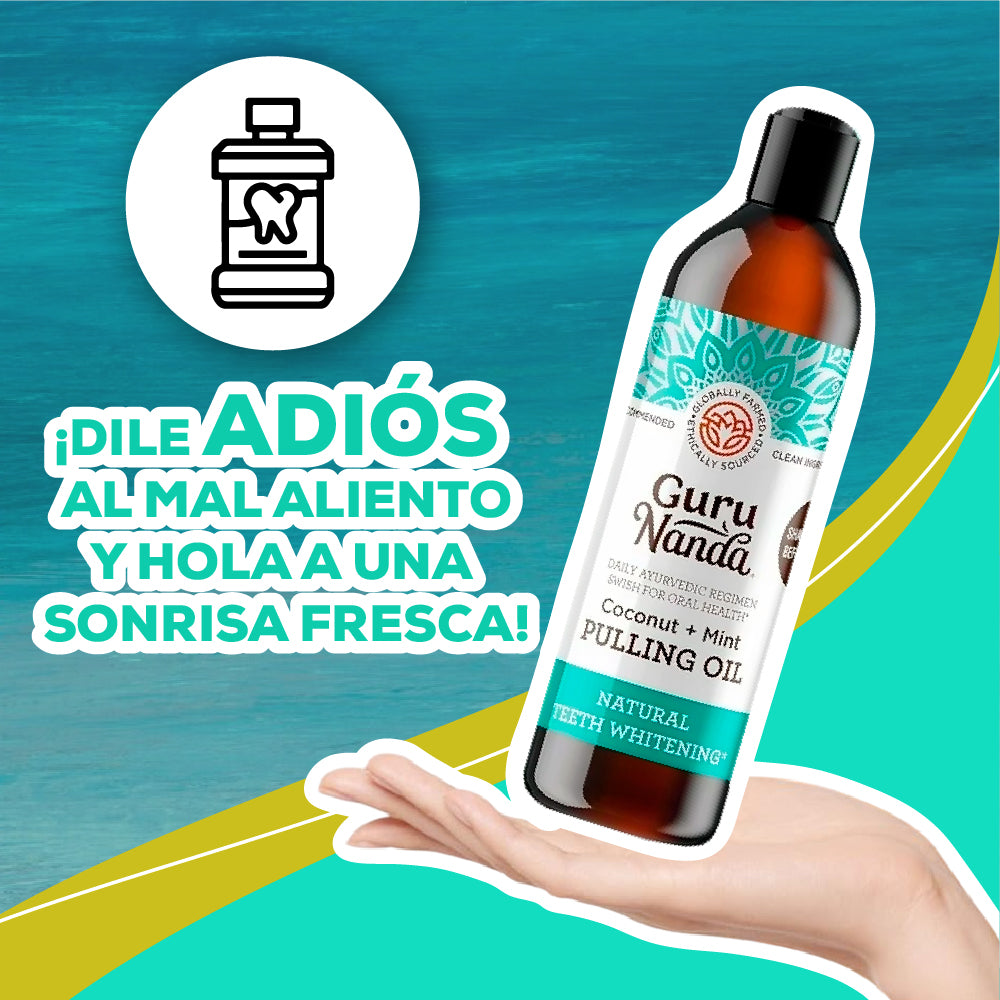 GuruNanda Cocomint– Enjuague Bucal Detox con Coco + Menta Aliento Fresco y Encías Sanas